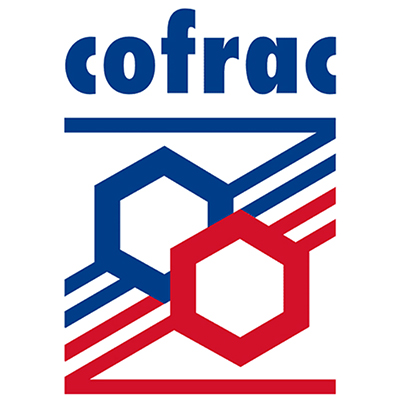 logo cofrac bleu et rouge comité français d'accréditation des experts technique